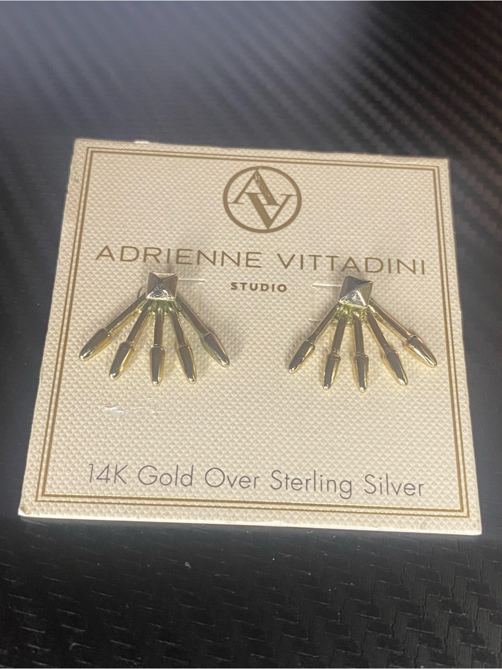 925 Adrienne Vittadini Yellow Gold-Plated Triangle Stud Earrings